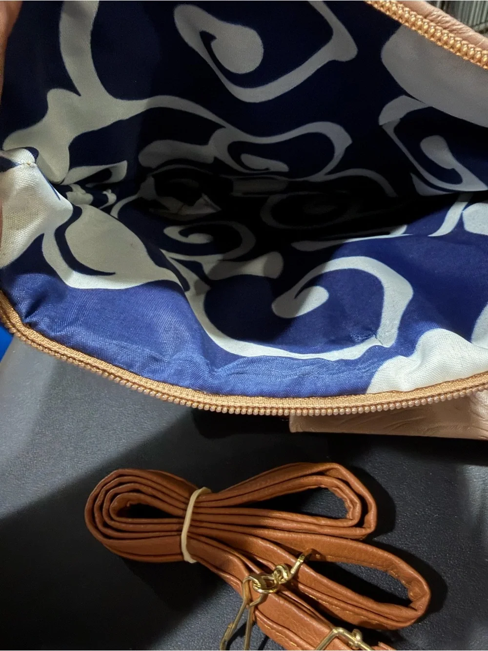 Coral & Tan Floral Embossed 3-Piece Crossbody Set